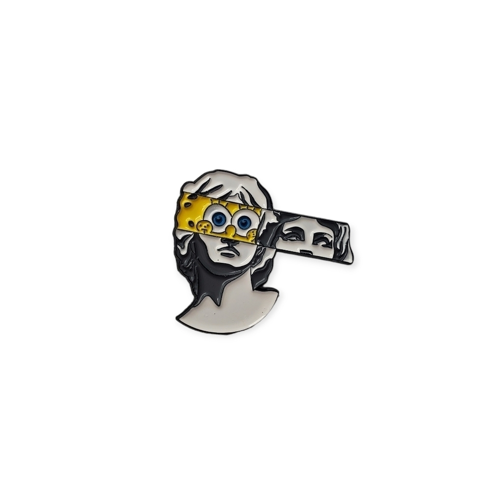 Spongebob SquarePants inside Michaelangelo David Statue Head Pin/Brooch